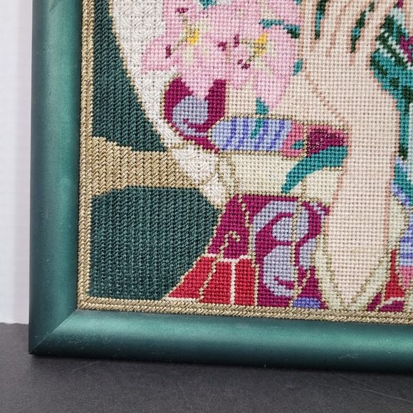 Geisha and the Moon Needlepoint Crewel Work on Handpainted Canvas - Picture 5 of 12